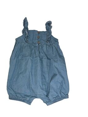 Carters Baby Girl Chambray Romper Size 18M Ruffle Strap Lightweight Denim Romper